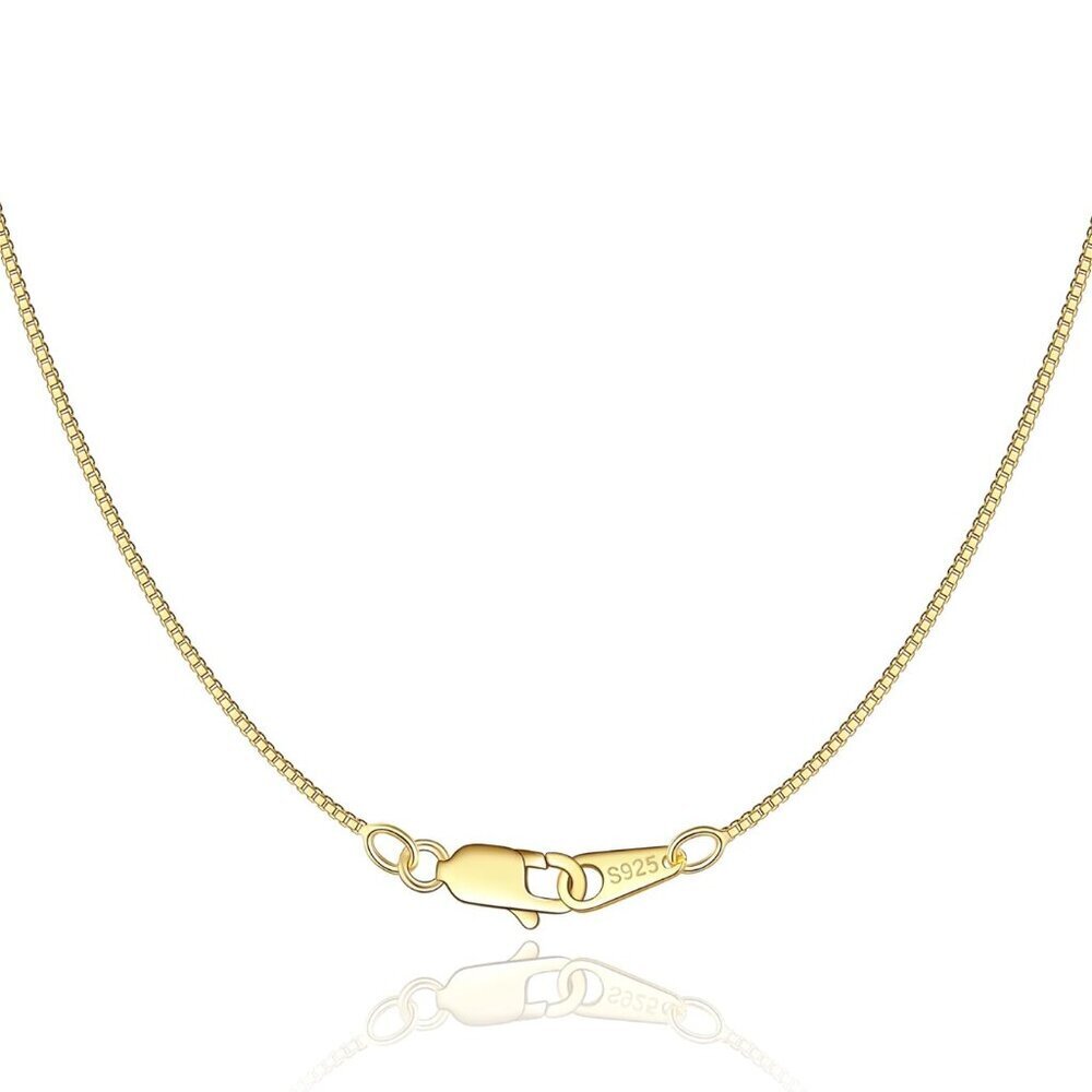 Solid 18K Gold Over 925 Sterling Silver Chain Necklace for Women Girls, 0.8mm Bo